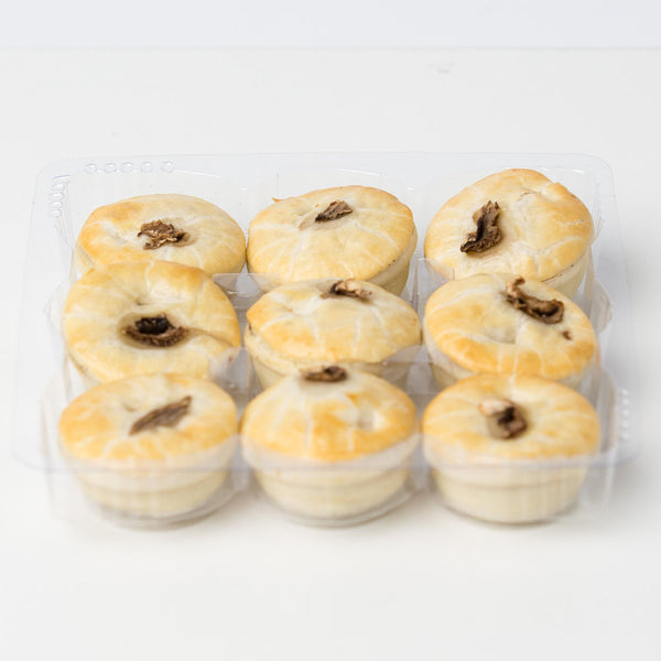 Mushroom & Gruyere Cheese 72 Petit Gourmet Pies pack in neat little trays of 9